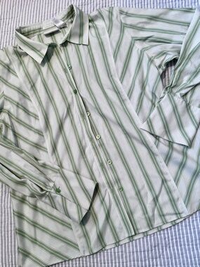 Retro Style Striped Button-Up Shirt 16 Plus READ DESCRIP Liz Claiborne Office